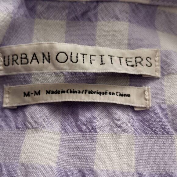 URBAN OUTFITTERS LAVENDER GINGHAM PRINT CROP BUTTON DOWN SHIRT SZ.M EUC. - Picture 4 of 6